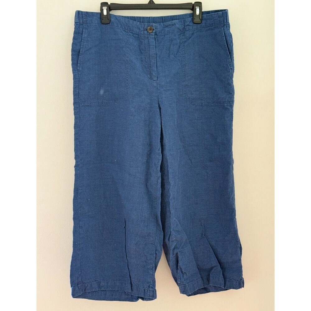 EUC JJill love Linen Pants Petite Size Large Blue